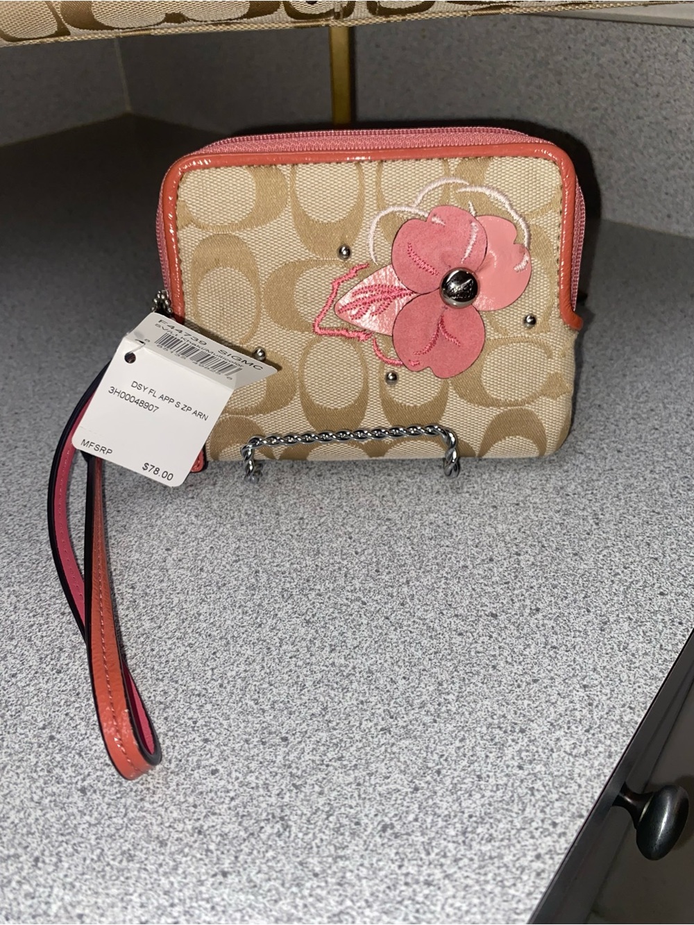 Coach Bleeker Signature Floral Tote Pink Trim Daisy Flower Applique 3 Piece Set - Picture 12 of 15